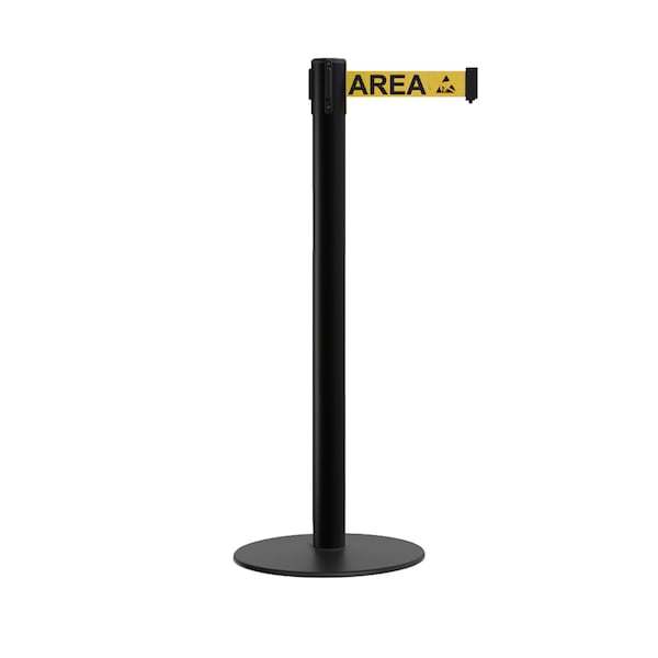 Montour Line Stanchion Belt Barrier Flat Base Black Post 7.5 ft. ProtectedArea Belt S400-BK-ESDPRYB-75 - main